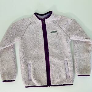 Columbia Girls Fleece Jacket Zip Up Medium 10/12 Purple Lilac Fuzzy Cozy
